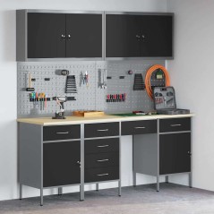 Set da lavoro di 10 pezzi in acciaio nero