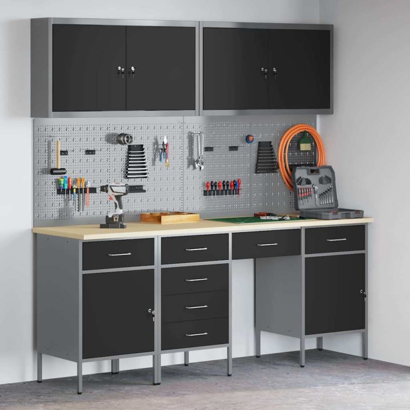 Set da lavoro di 10 pezzi in acciaio nero