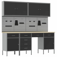 Set da lavoro di 10 pezzi in acciaio nero