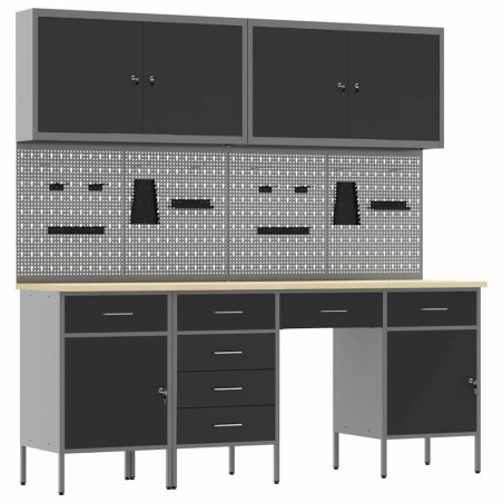 Set da lavoro di 10 pezzi in acciaio nero