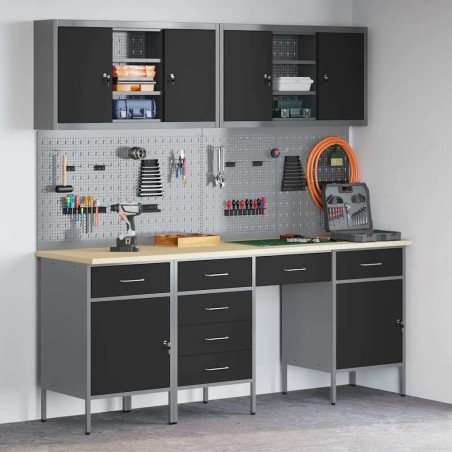 Set di lavoro da 10 pezzi in acciaio nero vidaXL