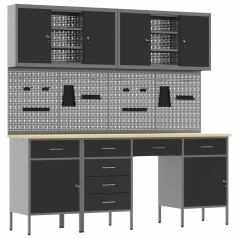 Set di lavoro da 10 pezzi in acciaio nero vidaXL