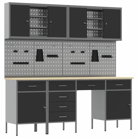 Set di lavoro da 10 pezzi in acciaio nero vidaXL