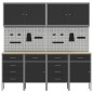 Set di 10 pezzi di armadietti e pannelli pegboard vidaXL in MDF e Metallo Nero Set di 10 pezzi di armadietti e pannelli pegboard vidaXL in MDF e Metallo Nero