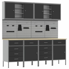 Set di 10 Pezzi di Armadietto e Pannello forato vidaXL Nero MDF e Metallo