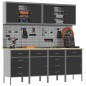 Set di 10 Pezzi di Armadietto e Pannello forato vidaXL Nero MDF e Metallo Set di 10 Pezzi di Armadietto e Pannello forato vidaXL Nero MDF e Metallo