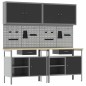 vidaXL Set Banchi di Lavoro da 8 Pezzi in Acciaio Nero vidaXL Set Banchi di Lavoro da 8 Pezzi in Acciaio Nero