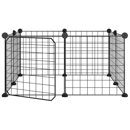 Gabbia per Animali 8 Pannelli con Porta Nero 35x35 cm Acciaio