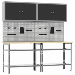 Set da Lavoro in Acciaio Grigio 8 Pezzi di vidaXL