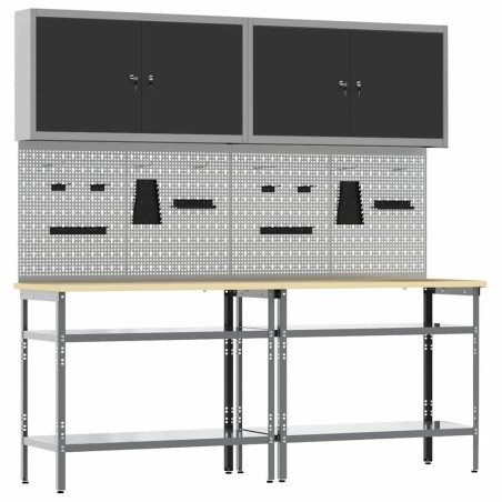 Set da Lavoro in Acciaio Grigio 8 Pezzi di vidaXL