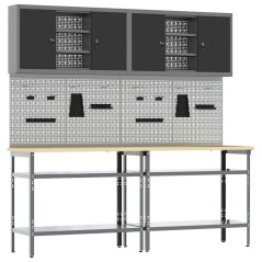 Set da lavoro 8 pezzi grigio in acciaio