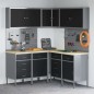 Set di 12 Pezzi di Mobile da Lavoro e Pannello Forato Nero in MDF e Metallo Set di 12 Pezzi di Mobile da Lavoro e Pannello Forato Nero in MDF e Metallo