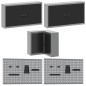 Set di 12 Pezzi di Mobile da Lavoro e Pannello Forato Nero in MDF e Metallo Set di 12 Pezzi di Mobile da Lavoro e Pannello Forato Nero in MDF e Metallo