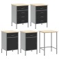 Set di 12 Pezzi di Mobile da Lavoro e Pannello Forato Nero in MDF e Metallo Set di 12 Pezzi di Mobile da Lavoro e Pannello Forato Nero in MDF e Metallo