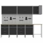 Set di 12 Pezzi di Mobile da Lavoro e Pannello Forato Nero in MDF e Metallo Set di 12 Pezzi di Mobile da Lavoro e Pannello Forato Nero in MDF e Metallo