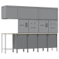 Set di 12 Pezzi di Mobile da Lavoro e Pannello Forato Nero in MDF e Metallo Set di 12 Pezzi di Mobile da Lavoro e Pannello Forato Nero in MDF e Metallo