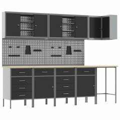 vidaXL Set da 12 Pezzi per Armadio da Lavoro e Pannello Perforato Nero in MDF e Metallo