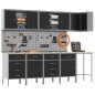 vidaXL Set da 12 Pezzi per Armadio da Lavoro e Pannello Perforato Nero in MDF e Metallo vidaXL Set da 12 Pezzi per Armadio da Lavoro e Pannello Perforato Nero in MDF e Metallo