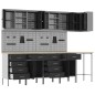 vidaXL Set da 12 Pezzi per Armadio da Lavoro e Pannello Perforato Nero in MDF e Metallo vidaXL Set da 12 Pezzi per Armadio da Lavoro e Pannello Perforato Nero in MDF e Metallo