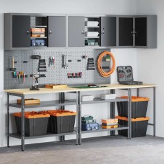 Set da tavolo per stoccaggio utensili in 10 pezzi nero in legno ingegnerizzato e metallo