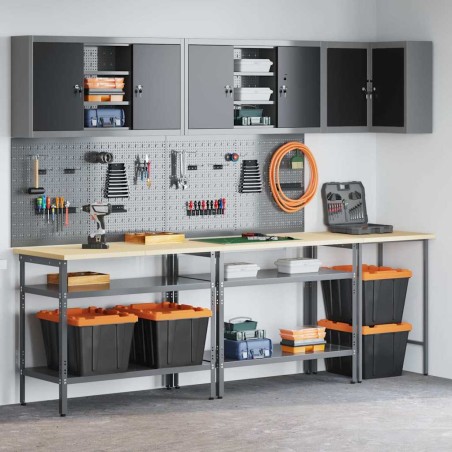Set da tavolo per stoccaggio utensili in 10 pezzi nero in legno ingegnerizzato e metallo