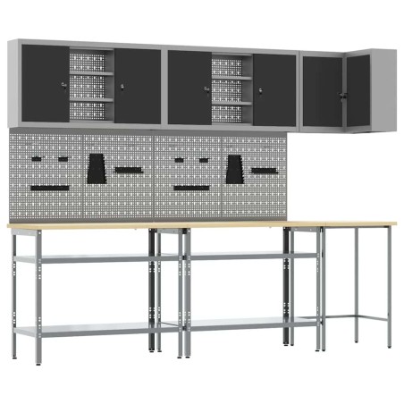 Set da tavolo per stoccaggio utensili in 10 pezzi nero in legno ingegnerizzato e metallo