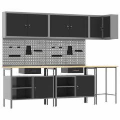 Set Tavolo Strumenti 10 Pezzi in Legno e Metallo Nero
