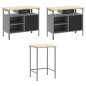 Set Tavolo Strumenti 10 Pezzi in Legno e Metallo Nero Set Tavolo Strumenti 10 Pezzi in Legno e Metallo Nero