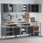 Set di Tavolo per Conservare Attrezzi da 10 Pezzi in Legno Ingegnerizzato e Metallo Nero Set di Tavolo per Conservare Attrezzi da 10 Pezzi in Legno Ingegnerizzato e Metallo Nero