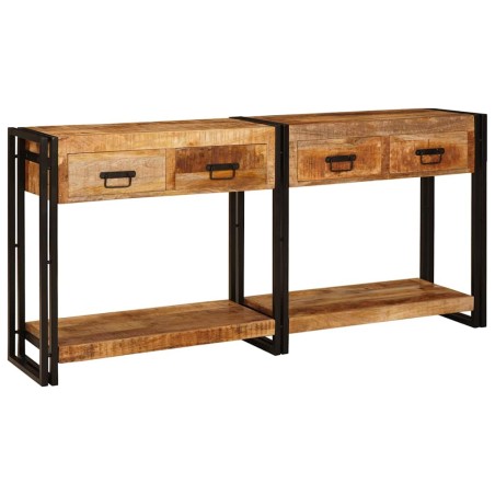 vidaXL Tavoli consolle con cassetto 2 pcs Marrone Legno: Acacia solida
