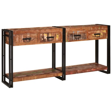 vidaXL Set di 2 Tavoli Consolle con Cassetti - Colori Misti, Fatto in Legno Riciclato
