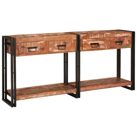 vidaXL Set di 2 Tavoli Consolle con Cassetti - Colori Misti, Fatto in Legno Riciclato