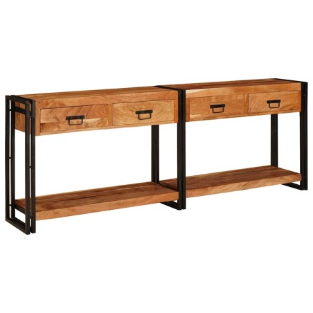vidaXL Tavoli consolle 2 pcs Marrone Legno massello di acacia