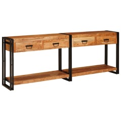 vidaXL Tavoli consolle 2 pcs Marrone Legno massello di acacia