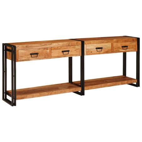 vidaXL Tavoli consolle 2 pcs Marrone Legno massello di acacia