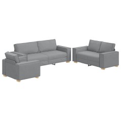 Set di divano 3 pezzi con cuscini Grigio chiaro