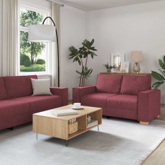 Set Divano a 3 Pezzi con Cuscini Rosso Vino