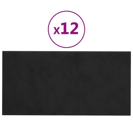 Pannelli Murali 12 pz Neri 60x30 cm in Velluto 2,16 m²