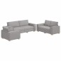 Set Divano a 3 Pezzi con Cuscini Grigio Nuvola in Tessuto Set Divano a 3 Pezzi con Cuscini Grigio Nuvola in Tessuto