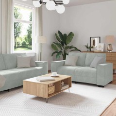 Set Divano 3 Pezzi con Cuscini in Velluto Grigio Chiaro