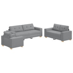 vidaXL Set di Divani 3 Pezzi con Cuscini Tessuto Grigio Chiaro
