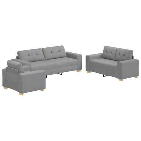 vidaXL Set di Divani 3 Pezzi con Cuscini Tessuto Grigio Chiaro