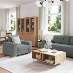Set divano 3 pezzi grigio scuro con cuscini