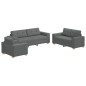 Set divano 3 pezzi grigio scuro con cuscini