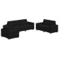 Set divano 3 pezzi con cuscini in tessuto nero Set divano 3 pezzi con cuscini in tessuto nero