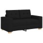 Set divano 3 pezzi con cuscini in tessuto nero Set divano 3 pezzi con cuscini in tessuto nero