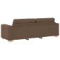 Set divano a 3 pezzi con cuscini in tessuto marrone Set divano a 3 pezzi con cuscini in tessuto marrone