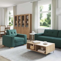 vidaXL Set Divano 3 Pezzi con Cuscini - Tessuto Verde Scuro