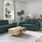 vidaXL Set Divano 3 Pezzi con Cuscini - Tessuto Verde Scuro vidaXL Set Divano 3 Pezzi con Cuscini - Tessuto Verde Scuro