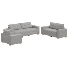 Set divano 3 pezzi con cuscini grigi